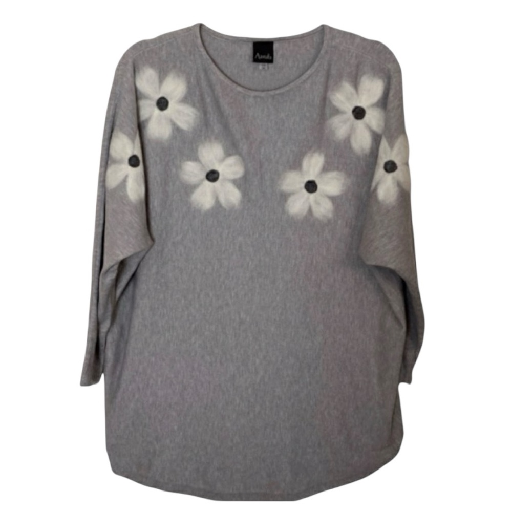 Aeda Gray Floral Sweater Women's Size 1X
